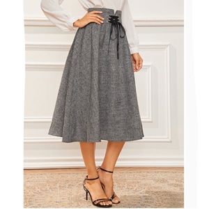 New Lace-up Wide Waistband Flare Skirt